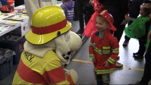 London Fire Department mascot ‘Sparky’ was a big hit at the City of London Emergency Preparedness Open House on May 11, 2024. (Brent Lale/CTV News London)