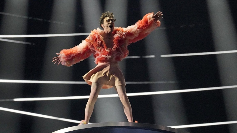 Nemo of Switzerland performs the song The Code during the Grand Final of the Eurovision Song Contest in Malmo, Sweden. (Martin Meissner/AP Photo)