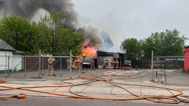 Fire crews responded to a home in the 200-block of Adelaide Street North on May 12, 2024 for the report of a garage fire. (Source: London Fire Department/X)