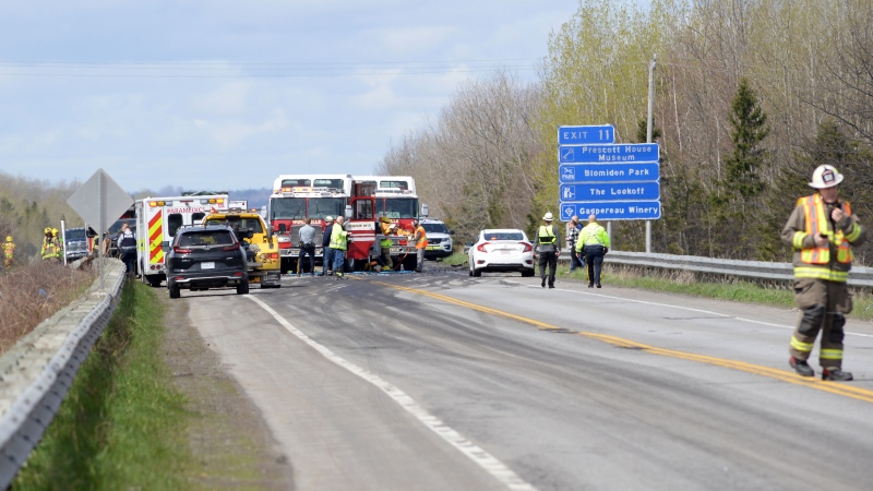 First responders on the scene of the fatal two-vehicle collision on Highway 101 in Wolfville Ridge, N.S. (Courtesy: Bill Roberts) 