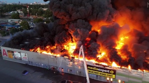 Massive mall in Poland goes up in flames