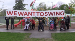Members of the Poplar Hill and District Lions Club, and families with children in wheelchairs, are fundraising for a wheelchair-accessible swing for the park in Poplar Hill, Ont. just northwest of London, Ont. (Brent Lale/CTV News London)