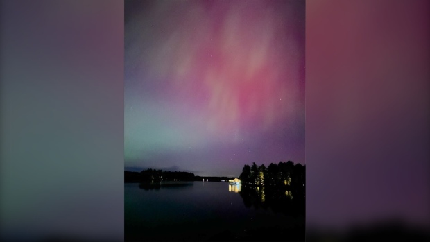 A viewer submitted photo of the northern lights over Muskoka. May 11, 2024. (Supplied/Mark Quesnel)