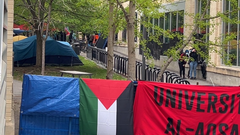 A second pro-Palestinian encampment has been erected at a Montreal university. UQAM students are standing with those at McGill. (Stephane Giroux, CTV News)