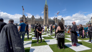 A human chess game took place for Alzheimer's research in Ottawa on May 12, 2024 (Shaun Vardon/CTV News Ottawa)
