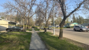Regina police discovered an injured man on the 4800 block of Sherwood Drive on May 12, 2024. He later died in hospital. A death investigation is underway. (Hallee Mandryk/CTV News)