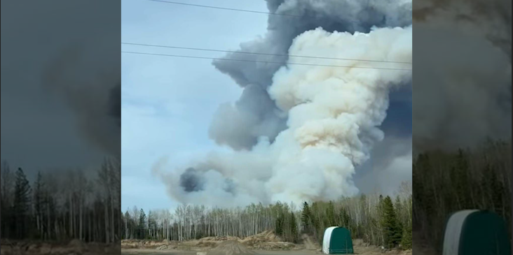 (Courtesy: Facebook) Smoke from wildfire burning out of control north of Cameron Lake, approximately 25 kilometres south of Hudson’s Hope.