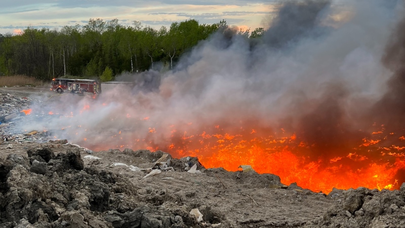 A garbage fire was kept under control by Collingwood firefighters Mon. May 13, 2024. (Source: Collingwood Fire Services)