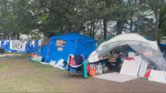 An encampment set up on the campus of the University of Ottawa continues into its second week on May 12, 2024. (Jackie Perez/CTV News Ottawa)