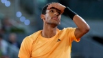Felix Auger-Aliassime at the Madrid Open tennis tournament in Madrid, Spain, Sunday, May 5, 2024. (THE CANADIAN PRESS/AP/Manu Fernandez)