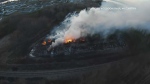 A large fire burns over Bathurst, N.B.