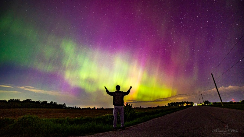 Northern lights light up the sky in Windsor-Essex, Ont., on Friday, May 11, 2024. (Source: Harman Dhaliwal)
