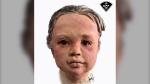 Police have released a three-dimensional image of a young child whose remains were discovered in the Grand River in Dunnville, Ont. (Ontario Provincial Police)

