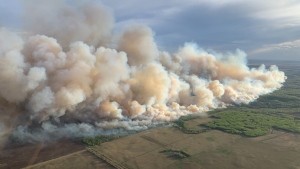 The TeePee Creek wildfire is seen in an image from the Alberta Wildfire Service posted on X on Saturday, May 11, 2024.