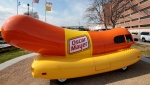 The Oscar Mayer Wienermobile sits outside the Oscar Meyer headquarters, in Madison, Wis. (M.P. King/Wisconsin State Journal via AP, File)