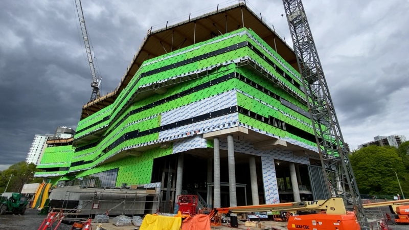 Construction on Adisoke, Ottawa's new central library, is more than 50 per cent complete. The building has five floors and features many public spaces, shared between the Ottawa Public Library and Library and Archives Canada. (Leah Larocque/CTV News Ottawa)