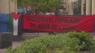 A pro-Palestinian encampment seen at L'Université du Québec à Montréal or UQAM. (CTV News)