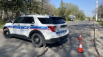Regina police on scene of a collision on 7th Avenue between Retallack and Cameron Street on May 13, 2024. (Cole Davenport/CTV News)