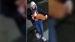 Female suspect wanted by North Bay police for break-in and theft at a McIntyre Street West business May 7. (North Bay Police Service)