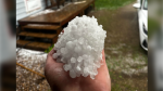 Hail from the storm in Creemore Ont., on May, 14, 2024. (Source: James De Ruiter)