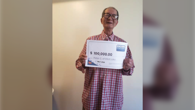 Peter Chiu won $100K with Encore playing Ontario 49. (Ontario Lottery and Gaming Corporation)