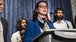 Toronto's Medical Officer of Health Dr. Eileen de Villa speaks to the media at city hall in Toronto, on Wednesday, April 24, 2019. THE CANADIAN PRESS/Christopher Katsarov