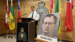 RCMP speaking to media on May 14, 2024. Richard Dyke faces 60 charges as part of an extensive child exploitation investigation. (Donovan Maess/CTV News)