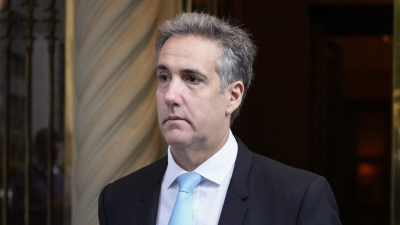 Michael Cohen leaves his apartment on his way to Manhattan criminal court on May 14, 2024. (Seth Wenig/AP Photo)