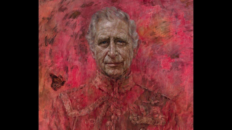 Jonathan Yeo's oil on canvas portrait of Britain's King Charles III. (Jonathan Yeo 2024 via PA)