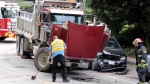 Dump truck loses control on notorious hill