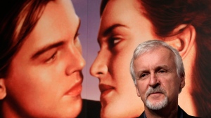 Director James Cameron attends a press conference to promote his 3-D version of "Titanic" in Tokyo Friday, March 30, 2012. (Source: AP Photo/Shizuo Kambayashi)