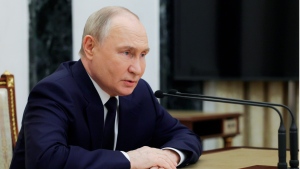 Russian President Vladimir Putin holds a meeting on development of Russia's military industrial complex at the Kremlin in Moscow, Russia, Wednesday, May 15, 2024. (Gavriil Grigorov, Sputnik, Kremlin Pool Photo via AP)