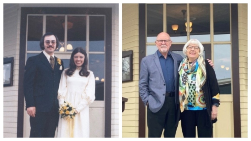 George and Joyce had their wedding reception at Heritage Park in 1973, the first year the park opened to weddings. Then, in 2023, the couple headed back to Heritage Park to celebrate their 50th anniversary. (Supplied)