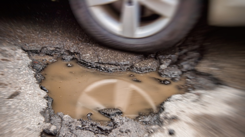 A pothole is pictured in this undated photo. (Shutterstock)