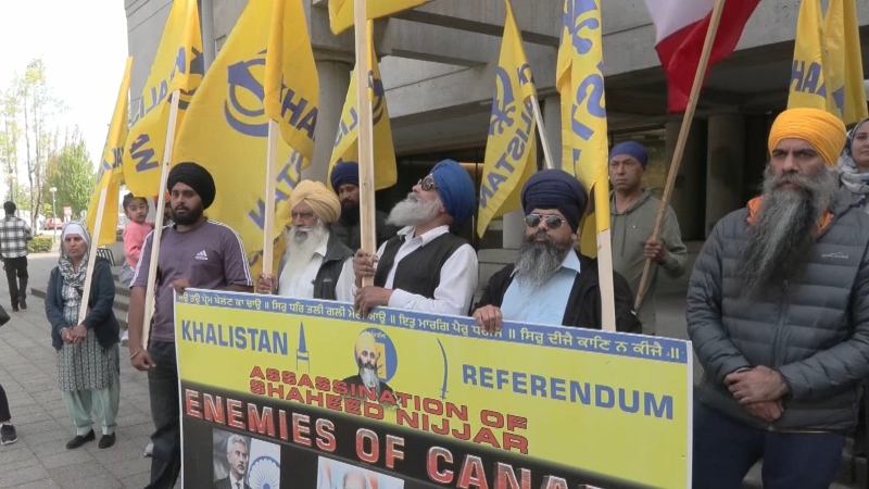 Members of the local Sikh community gathered outside Surrey Provincial Court on Wednesday, May 15. 