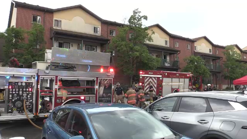 Fire crews responded to a fire at Tolpuddle Housing Cooperative on May 15, 2024. (Sean Irvine/CTV News London) 