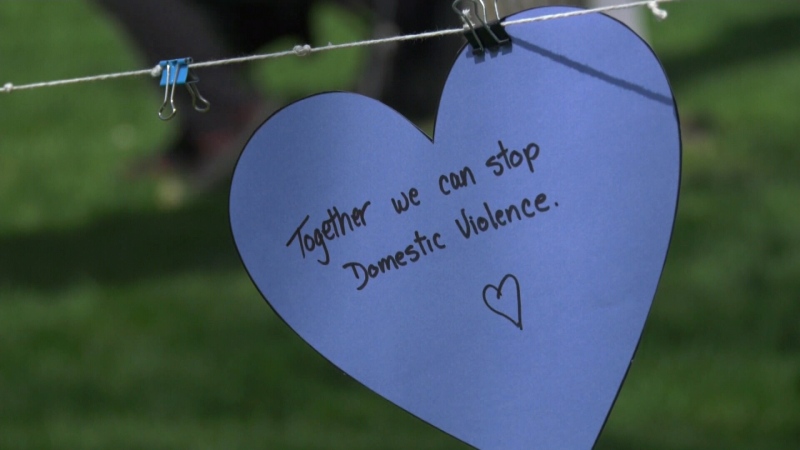 WATCH: Hearts were hung on tree branches in Victoria Park to raise awareness of the impacts of violence in communities.