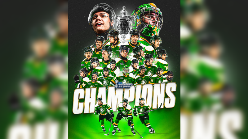 The London Knights have won their fifth OHL title after sweeping the Oshawa Generals in the league’s championship series on May 15, 2024. (Source: London Knights/X) 