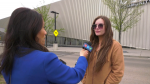 Fort McMurray wildfire evacuee Madison Jones tells CTV News Edmonton how she was told there was a hotel room available for her on May 15, 2024, and then later that there was not. (Evan Klippenstein / CTV News Edmonton) 