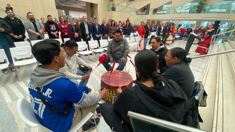 The City of Edmonton and the Indigenous Sport Council of Alberta hosted the Moose Hide Campaign Day event on Thursday, May 16, 2024. (Galen McDougall/CTV News Edmonton)