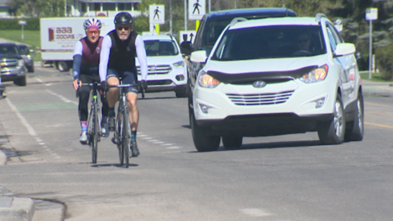 More cyclists are out on the roads in Calgary with temperatures on the rise. (CTV News) 