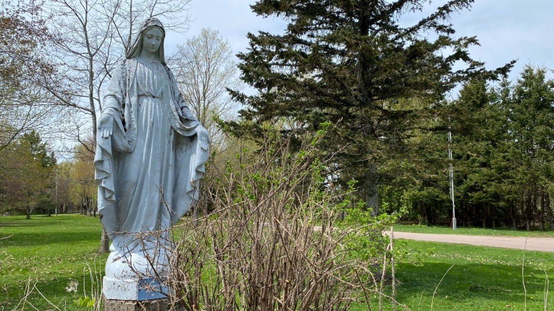 A statue at the Notre Dame of Calvary Abbey in Rogersville, N.B. (Source: Derek Haggett/CTV News Atlantic)