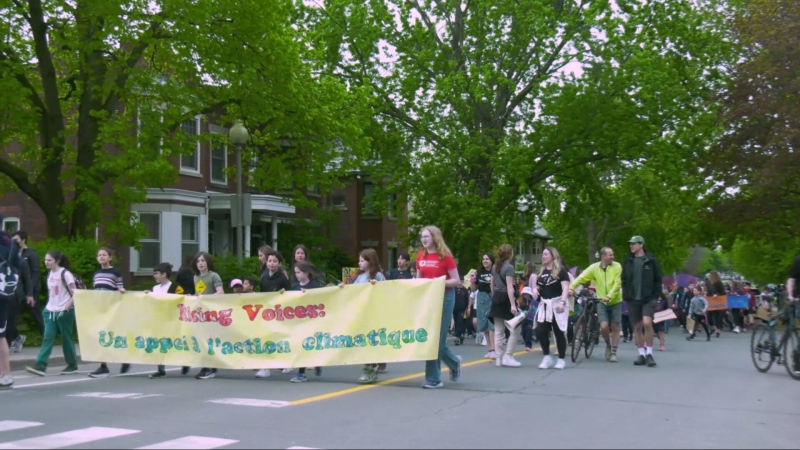 Young students in Montreal took their climate demands to the streets on May 16, 2024.