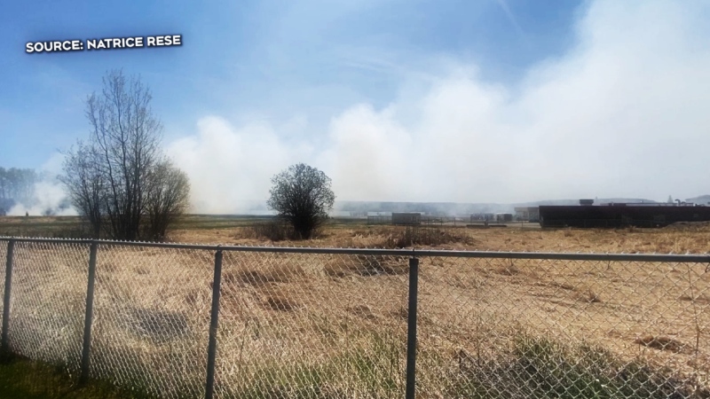 Timmins Fire officials said the fire started in a field near the Timmins Finnish Seniors Home and Saint Joseph Separate School. (Submitted by Natrice Rese)