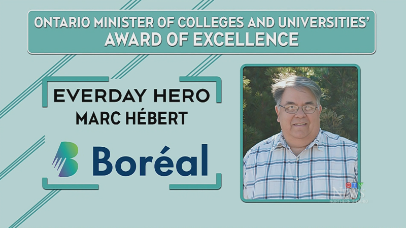 Marc Hebert of College Boreal receives provincial 'Everyday Hero' award. (Supplied)