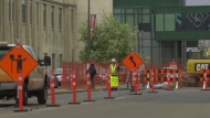 Construction in downtown Regina has been causing chaos for drivers. (Angela Stewart / CTV News) 