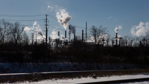 A petrochemical plant is seen in Sarnia, Ont., Wednesday, Jan. 26, 2022. THE CANADIAN PRESS/Chris Young