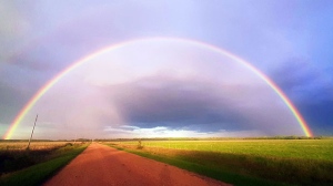 Spectacular Rainbow this evening near Ochre River. Photo by Annie Hughes.