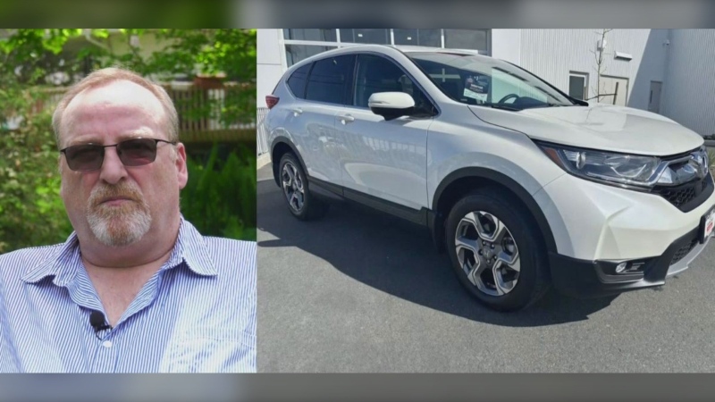 Oliver Frost said he got a $156 parking ticket in the mail says after his 2018 Honda CR-V was stolen on Montreal's South Shore. (CTV News)