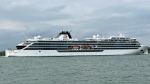 A Viking Cruise ship on the Detroit River, seen from Windsor on April 28, 2024. (Chris Campbell/CTV News Windsor) 